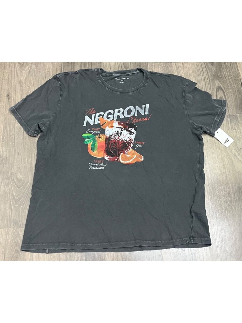 Lucky Brand Negroni Cocktail T Shirt Mens 2XL Vintage Retro Distressed Look